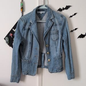 Tommy Hilfiger Light Blue Denim Blazer Jacket with Gold Buttons
